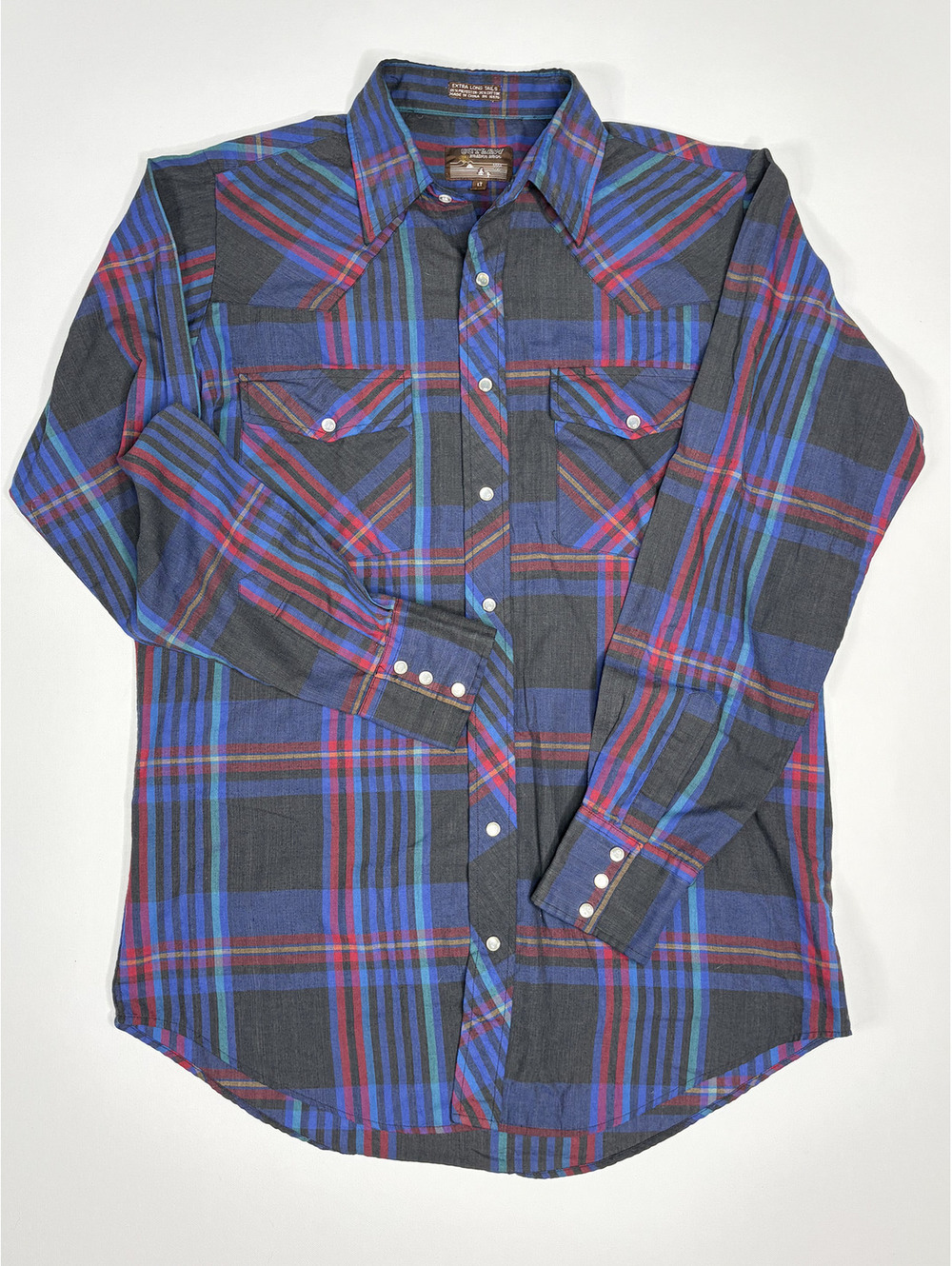 Vintage Outlaw Plaid Flannel Pearl Snap Shirt Large